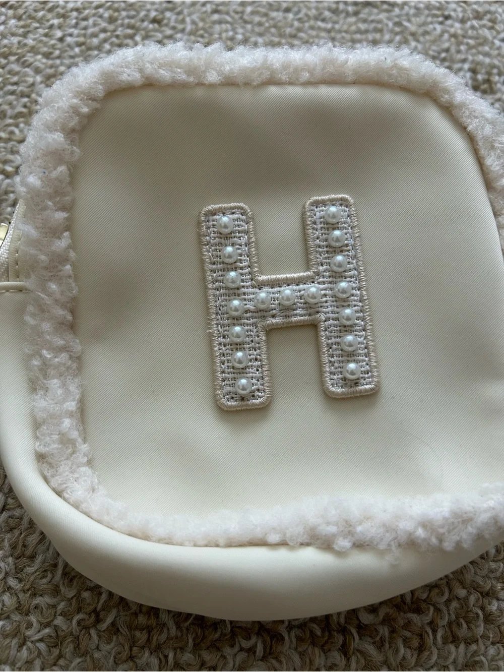 Stoney Clover Lane H Initial Sherpa Trim Mini Pouch